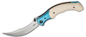 CRKT 7471 Alan Folts Ritual Assisted Flipper Knife Ivory Fiber Infused Resin Handles with Blue Steel Bolsters