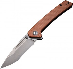 Cuchillo plegable CIVIVI Knives Keen Nadder, N690 Compound Tanto Blade, Brown Micarta Handles C2021B