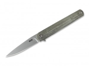 MKM Knives Flame Drop Point green canvas micarta folding knife MKFL01-GCT