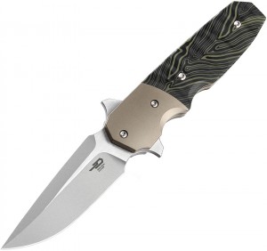 Taschenmesser Bestech Knives Jason Clark Freefall S35VN Green/Black G10 Handles with Bronze Titanium Bolsters