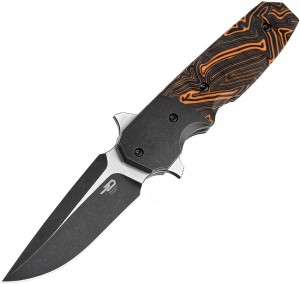 Taschenmesser Bestech Knives Jason Clark Freefall S35VN Black Stonewashed Blade, Orange/Black G10 Handles with Black Stonewashed Titanium Bolsters